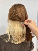 斜めバンググレージュカラーデザインカラーシルキーベージュ