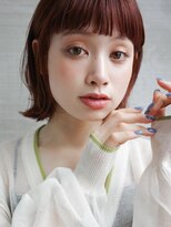 レクタ(RECTA)&nbsp;ピンクアッシュ前髪パーマミニボブぱっつん前髪切りっぱなしボブ