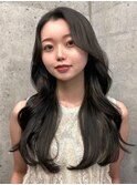エアリーパーマアンニュイカール色気うるツヤアッシュグレージュ