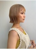 Say.ミニボブ切りっぱなしボブミルクティーベージュブリーチ青山