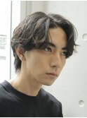 原宿シャドウパーマ緩めメンズマッシュウルフカットツーブロック