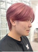渋谷メンズブリーチカラーミルクティーベージュセンターパート