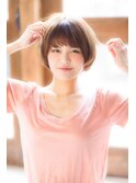 大人可愛いグレージュ小顔ナチュラルショートボブ/たまプラーザ