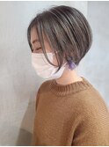 大人ショートボブ/ハイライト/イルミナカラー/ベージュ[調布]