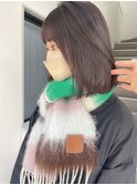 ブリーチなしカラー　パープルカラー　暖色カラー　ミニボブ