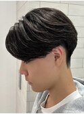 刈り上げセンターパートニュアンスパーママッシュパーマ毛流れ