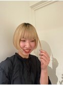 ホワイトブロンド韓国マッシュに合わせカット
