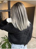 バレイヤージュ、ハイライト、グレージュ、ラベンダー、レイヤー