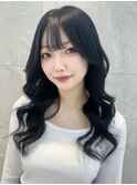 ブルーブラック/レイヤーカット/韓国くびれ巻き