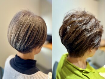 リクロ(Re:KURO)の写真/大人女性の悩みに寄り添う!ダメージレスカラーで白髪染めも白髪ぼかしも上品なナチュラルスタイルに☆