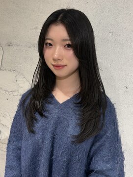 ヨーク(YOKE) 【YOKE】ダークグレーレイヤーロング顔周り前髪髪質改善黒髪