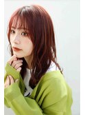 ★大人かわいいモテ髪ミディアムピンクベージュ薄めバングくびれ