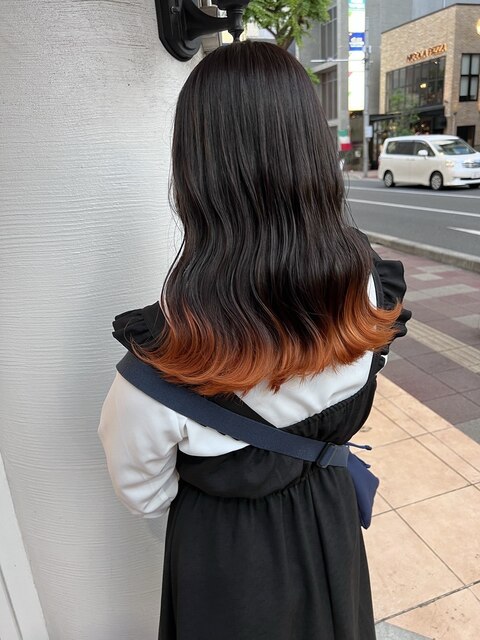    裾カラー×オレンジブラウン