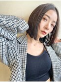 大人かわいい小顔ボブエモージュグレージュカラーショート