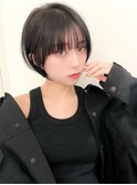 ハイライト白髪ぼかしダブルカラーインナーカラーショートボブ