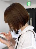 ボブミルクティーベージュブリーチダブルカラー堀江