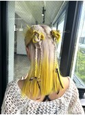 ルーツカラー×カチモリハーフツイン ホワイトベージュ イエロー