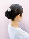 王道アップスタイル/結婚式/ヘアアレンジ/編み込み/シニヨン