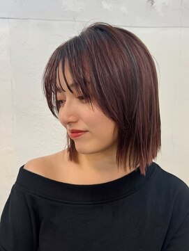 ファルベ(Farbe) くびれ アプリコットオレンジ 夏のヘアアレンジハイライトカラー