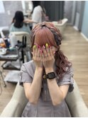 編み込みサイドポニーテール