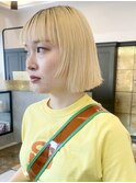 ブリーチダブルカラーショートボブ縮毛矯正前髪ストレートパーマ