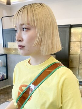 PARK LANE ICI yeven.anx ブリーチ/ダブルカラー/ハイライト/縮毛矯正/髪質改善 ブリーチダブルカラーショートボブ縮毛矯正前髪ストレートパーマ