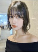 ボブ/レイヤーカット/髪質改善/ウェットヘア/オリーブベージュ