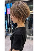 30代40代50代ショート似合わせ白髪ぼかし前髪あり髪型