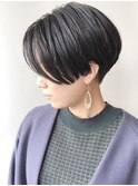 【モリオ原宿】黒髪ハンサムショート前髪なし襟足刈り上げ