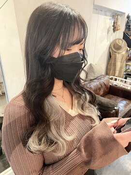 トロニー(TLONY) インナーカラー シールエクステロング ミルクティーアッシュ