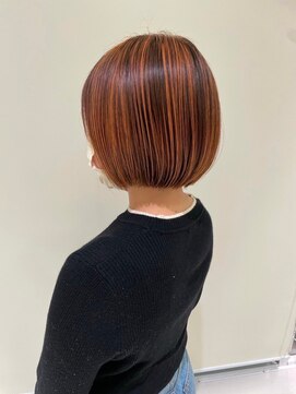 アースコアフュールボーテ 笛吹店(EARTH coiffure beaute) オレンジベージュハイライトミニボブ