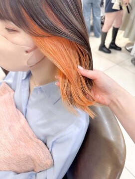 ネオリーブアイム 横浜西口店(Neolive aim) ミルクティーオレンジ インナーカラー支持【横浜】k