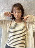 三軒茶屋_レディース_ミディアム_切りっぱなしボブ_外ハネ_小顔