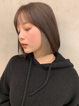 ブラン 栄(Blanc) 【Blanc】インナーカラー＿ボブ＿シースルーバング