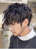 天神波巻きスパイラルパーマシャドウパーマメンズセンターパート