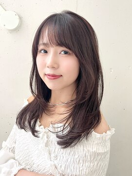 ビーチ(BEACH) ミディアムレイヤー透け感ブラウンベージュカラー