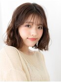 ミストバングオレンジベージュボブパーマc古河10代20代30代