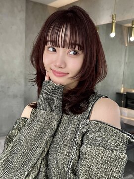 暗髪/クラゲヘアー/ココアベージュ/小顔(新潟/万代）