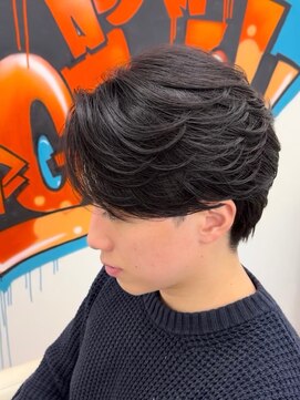 曲がるメンズ縮毛矯正×毛流れセンターパート/栄