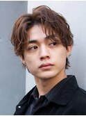 渋谷フェザーパーマニュアンスパーマメンズカットセンターパート