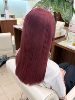 ヘアーアンドエステ ハラダ 滝ノ水店(Hair&Esthe Harada)&nbsp;ケアブリーチダブルカラー/ローズピンク/ロングストレート