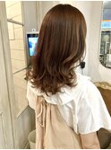 大人可愛いくびれレイヤーセミロングアースカラー梅ヶ丘美容室