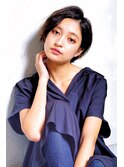ペールベージュセクションカラーグラデーションカラー外ハネボブ
