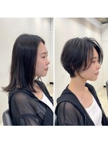 イヴォークトーキョーオーサカ(EVOKE TOKYO osaka)&nbsp;スタイルチェンジ 大人ショート クビレ 前髪なし 抜け感