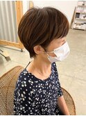 大人女性/20代30代40代50代/丸みショート/艶髪ブラウン