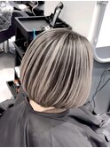 くびれヘアアプリコットオレンジハイライトカラーショートカット
