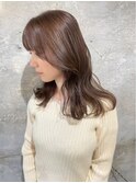 セミロング/髪質改善/透明感/艶髪/マロンベージュ