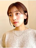 Say.ショートボブミニボブ丸みショートオリーブグレー暗めカラー