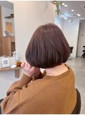 【お客様スタイル】おもためシルエットのピンクボブ