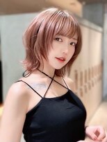 レーヴバイロンド 仙台(Reve by Lond) ブリーチダブルカラーピンクベージュレイヤーボブ顔まわり仙台